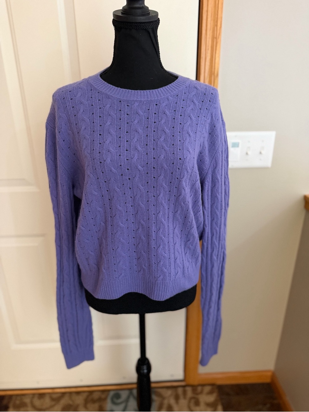 New United colors of Benetton purple wool crew preppy cable knit sweater. XL